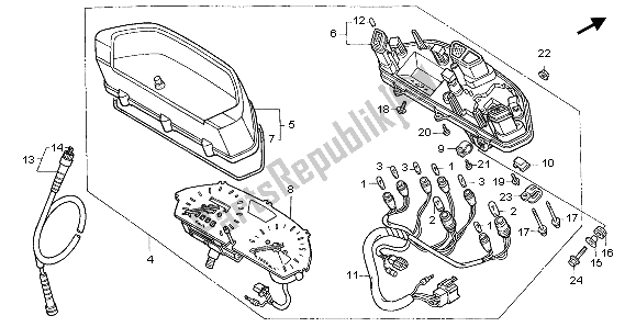 All parts for the Meter (kmh) of the Honda NX 650 1999