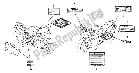 Alle onderdelen voor de Waarschuwingsetiket van de Honda CBR 600F 2001