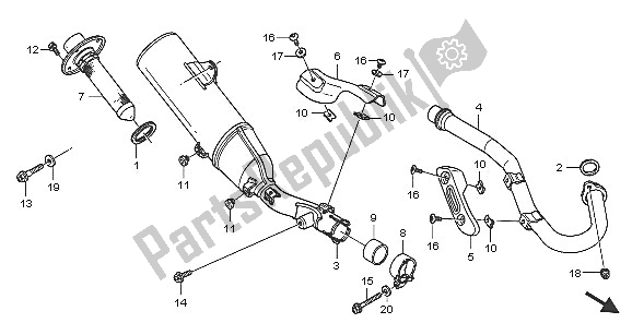 All parts for the Exhaust Muffler of the Honda CRF 250X 2005