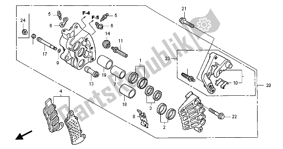 All parts for the Front Brake Caliper (right) of the Honda CBR 1100 XX 2001