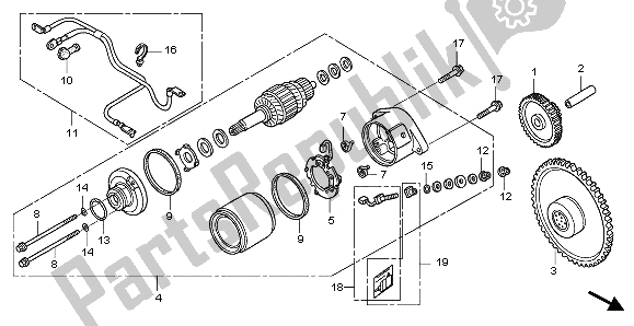 All parts for the Starting Motor of the Honda SH 150 2008