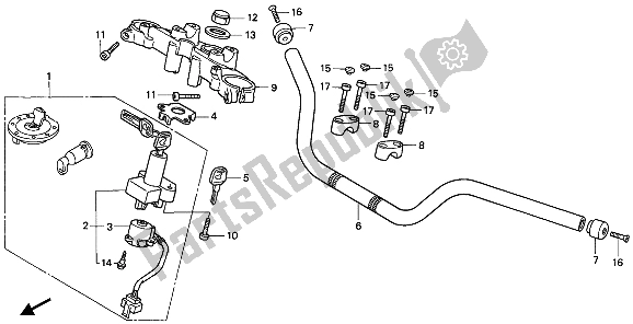 All parts for the Handle Pipe & Top Bridge of the Honda CB 750 1992