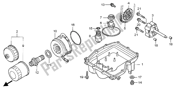 All parts for the Oil Pan & Oil Pump of the Honda CBR 600F 1999