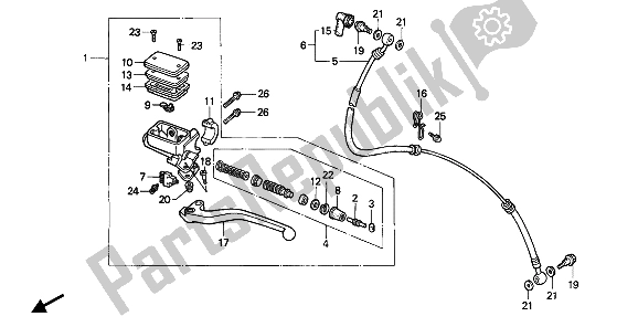 Alle onderdelen voor de Koppeling Hoofdremcilinder van de Honda CBR 1000F 1989