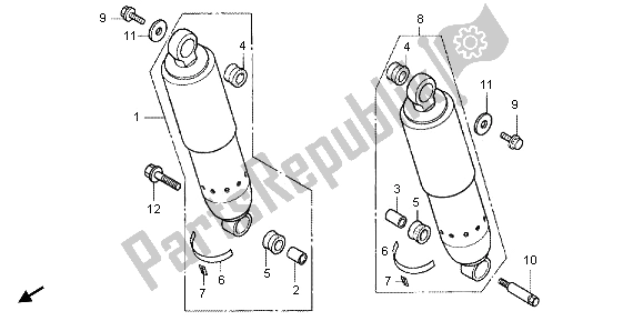 All parts for the Rear Cushion of the Honda VT 750C 2006