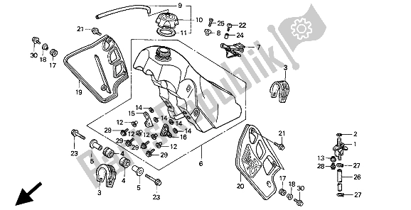 Todas las partes para Depósito De Combustible de Honda CR 500R 1994