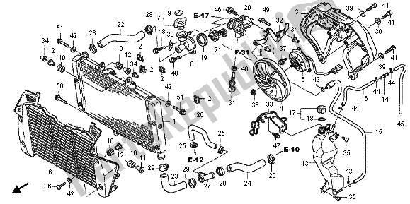 Alle onderdelen voor de Radiator van de Honda CB 1000 RA 2012