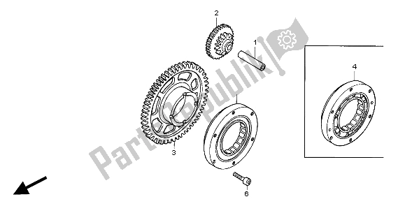 All parts for the Starting Clutch of the Honda CBR 600F 2002