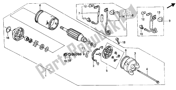 All parts for the Starting Motor of the Honda VT 600C 1990