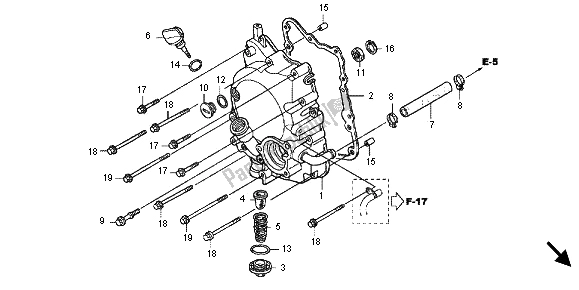 All parts for the Right Crankcase Cover of the Honda SH 150 2012