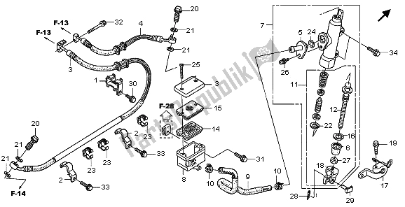 All parts for the Rr. Brake Master Cylinder (abs) of the Honda XL 700 VA Transalp 2009