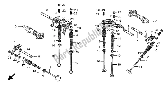 Tutte le parti per il Albero A Camme E Valvola del Honda VT 600C 1999