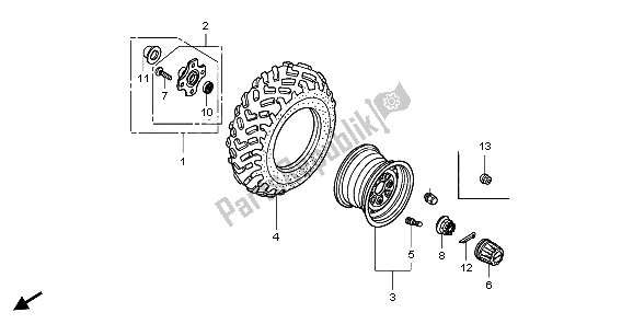 All parts for the Rear Wheel of the Honda TRX 500 FA Foretrax Foreman 2007