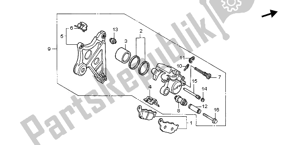 Todas las partes para Pinza De Freno Trasero de Honda XL 600V Transalp 1996