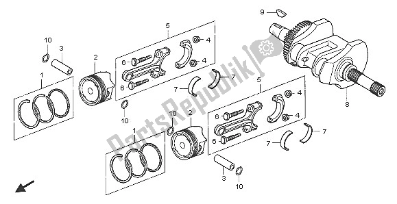 All parts for the Crankshaft & Piston of the Honda FJS 600D 2005