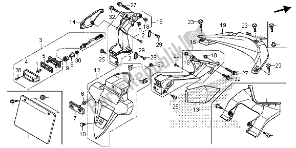 All parts for the Rear Fender & License Light of the Honda CBR 600 RA 2013