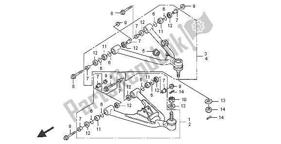 All parts for the Front Arm of the Honda TRX 450R Sportrax 2005