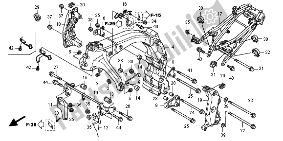 All parts for the Frame Body of the Honda CBR 600 FA 2012