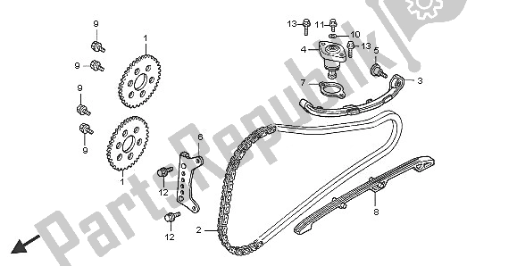 Alle onderdelen voor de Nokkenketting & Spanner van de Honda FJS 600A 2005