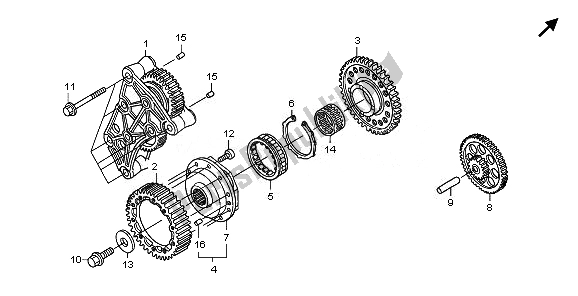 All parts for the Starting Clutch of the Honda ST 1300A 2010