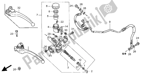 All parts for the Clutch Master Cylinder of the Honda VTR 1000 SP 2004