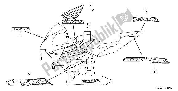 Tutte le parti per il Striscia (3) del Honda CBR 600 RR 2006