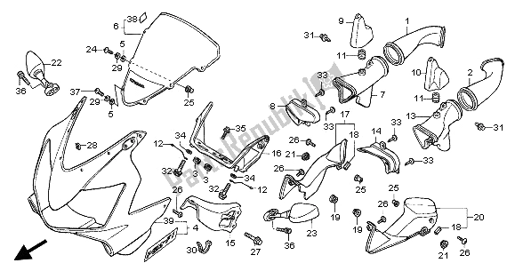 Tutte le parti per il Cappuccio Superiore del Honda CBR 600 FR 2002