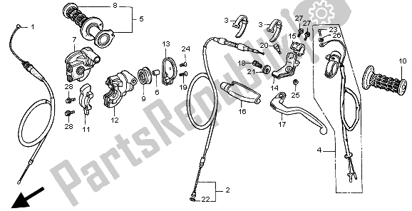 Todas las partes para Manejar Palanca E Interruptor Y Cable de Honda CR 500R 1999