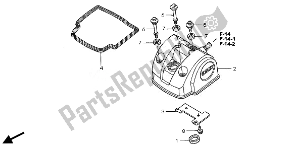 All parts for the Cylinder Head Cover of the Honda CRF 450R 2008