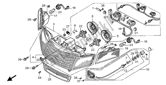 Todas as partes de Farol (eu) do Honda GL 1500A 1997