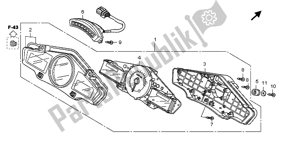 All parts for the Meter (kmh) of the Honda CBF 1000 FA 2011