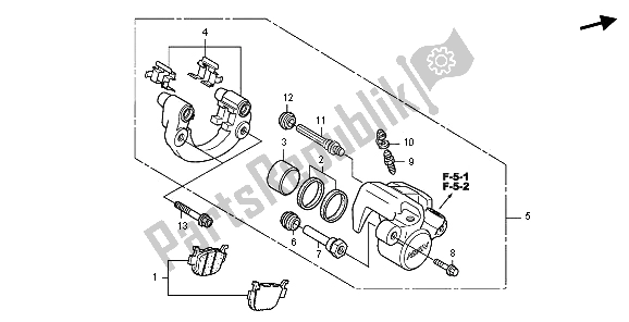 Todas as partes de Pinça De Freio Traseiro do Honda FES 125 2009