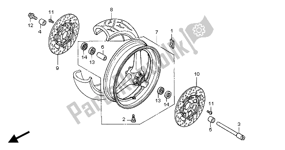 Tutte le parti per il Ruota Anteriore del Honda CBR 600F 2004