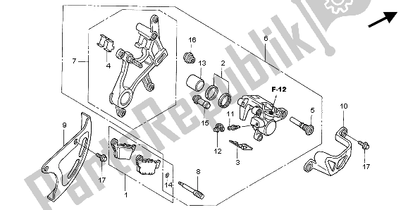 All parts for the Rear Brake Caliper of the Honda CRF 450X 2007