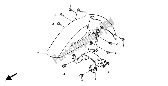 All parts for the Front Fender of the Honda XL 1000V 2004