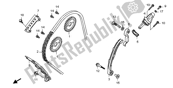 All parts for the Cam Chain & Tensioner of the Honda CBF 600 NA 2010