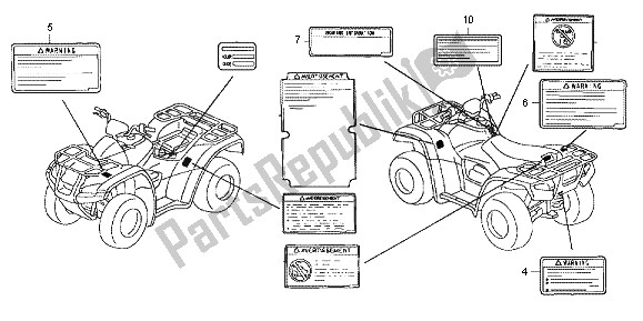 Toutes les pièces pour le étiquette D'avertissement du Honda TRX 680 FA Fourtrax Rincon 2012