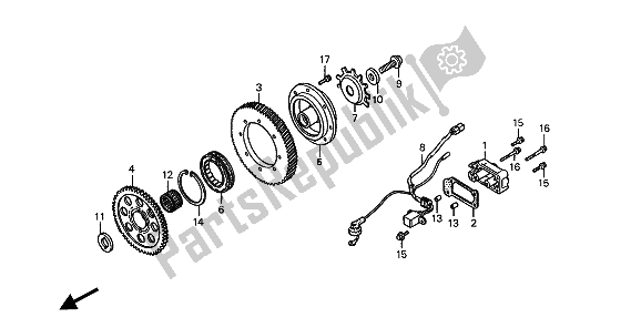 All parts for the Starting Clutch of the Honda ST 1100A 1994