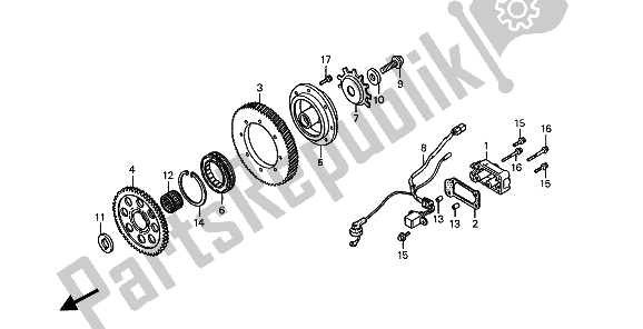 All parts for the Starting Clutch of the Honda ST 1100A 1994