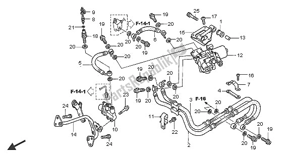 Alle onderdelen voor de Achterremslang van de Honda VFR 800A 2005