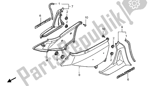 All parts for the Side Cover of the Honda GL 1800 2007