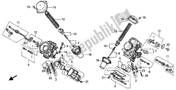 All parts for the Carburetor (component Parts) of the Honda XL 600V Transalp 1994