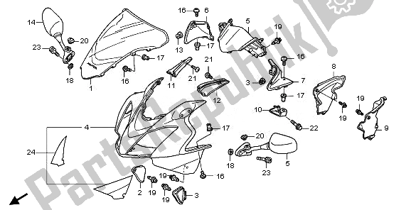 Tutte le parti per il Cappuccio Superiore del Honda VFR 800A 2010