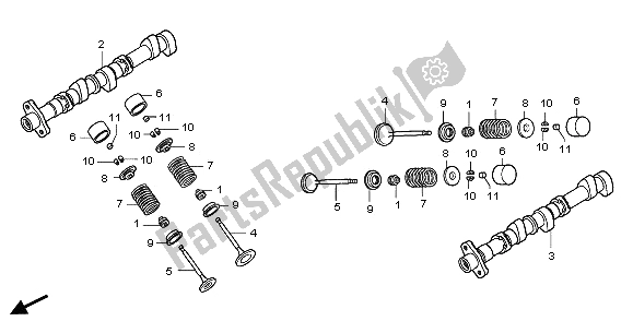 Toutes les pièces pour le Arbre à Cames Et Soupape du Honda GL 1800A 2001