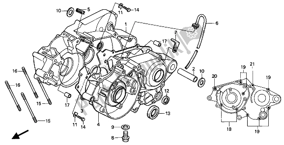 All parts for the Crankcase of the Honda CR 80R 1991