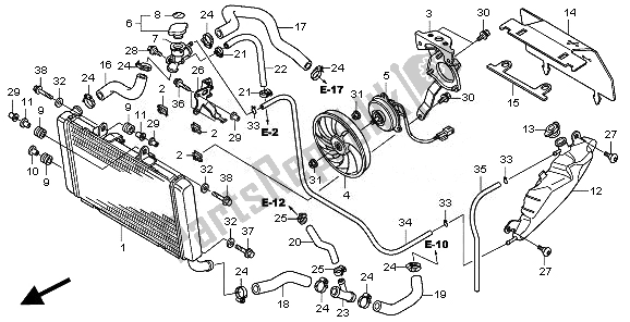 Alle onderdelen voor de Radiator van de Honda CBR 600 FA 2011