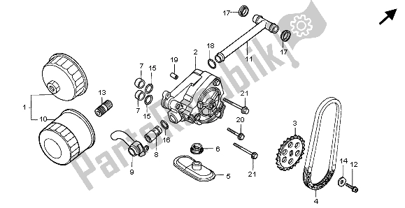 Todas las partes para Filtro De Aceite Y Bomba De Aceite de Honda VT 750C2 1998