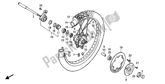 All parts for the Front Wheel of the Honda XL 600V Transalp 1992