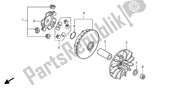 All parts for the Drive Face of the Honda FES 125 2009