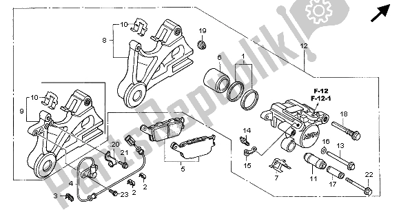 Alle onderdelen voor de Achter Remklauw van de Honda CBF 600 SA 2005